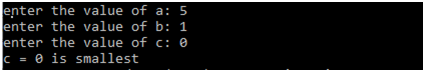 C Program to find Smallest number among three