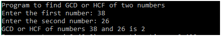 C Program to find GCD of two numbers