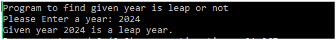 C Program to check the given year is leap year or not