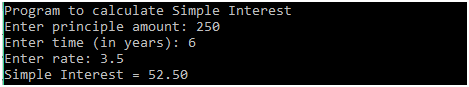 C program to calculate Simple Interest