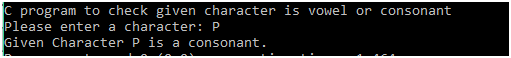 C program to check given character is vowel or consonant