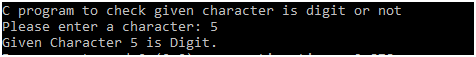 C program to check given character is digit or not