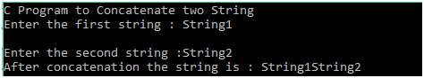 C program to concatenate two strings using strcat()