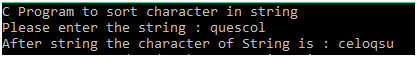 C Program to sort characters of string