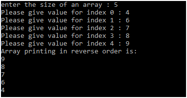 C program to print array in reverse Order