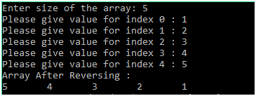 C program to reverse an Array with the help of a second array