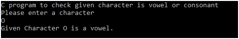 C program to check given character is vowel or consonant