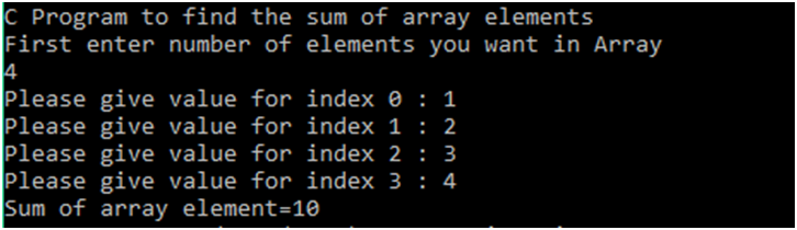 c program to find sum of array elements