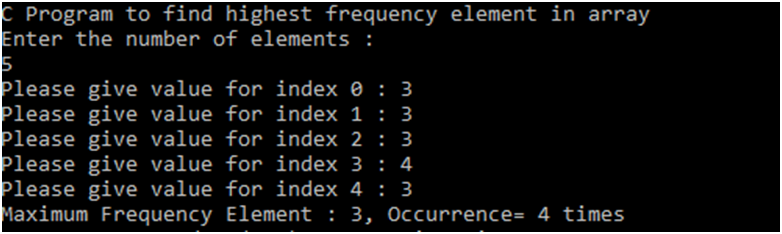 C Program to find highest frequency element in array