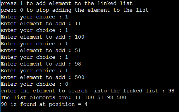python program to search in singly linked list