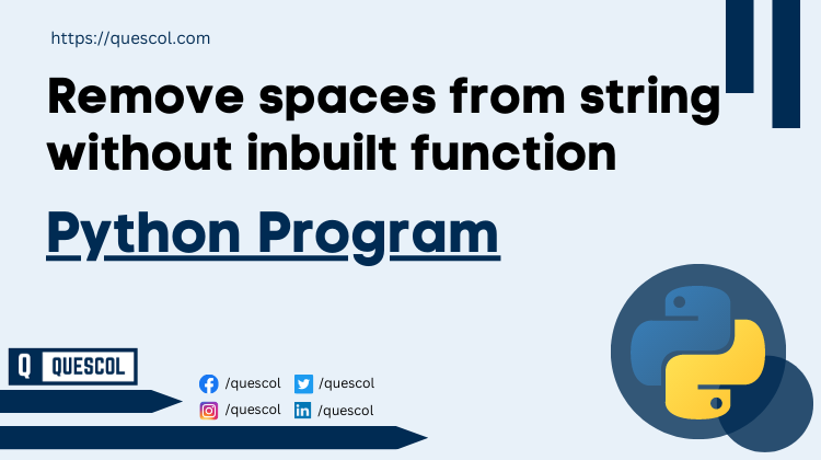 remove spaces from string without inbuilt function