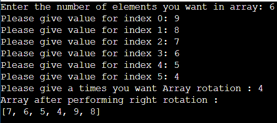 array right rotation python program