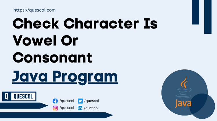 Check Character Is Vowel Or Consonant in java