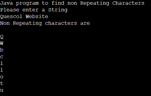 print non repeating character java