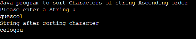 Java Program to Sort String in Ascending Order