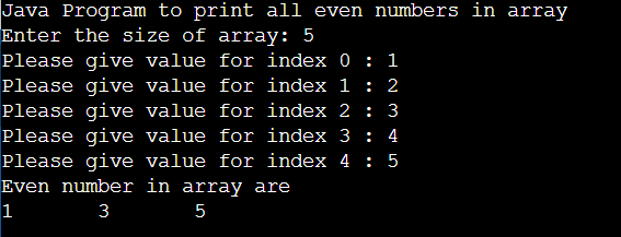 Java Program to Print Odd Numbers from Array 