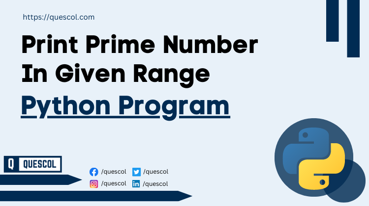 python program to Print Prime Number In Given Range
